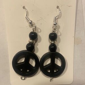 Chic Black Peace Sign Earrings